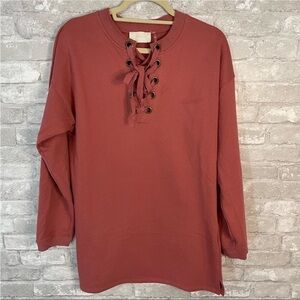 Storia Lace Up Sweatshirt Mini Dress